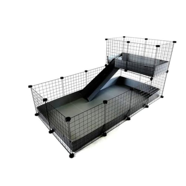 Modulbur - C&C - 4 x 2 + loft 2 x 1 - Plast - Grå - För marsvin