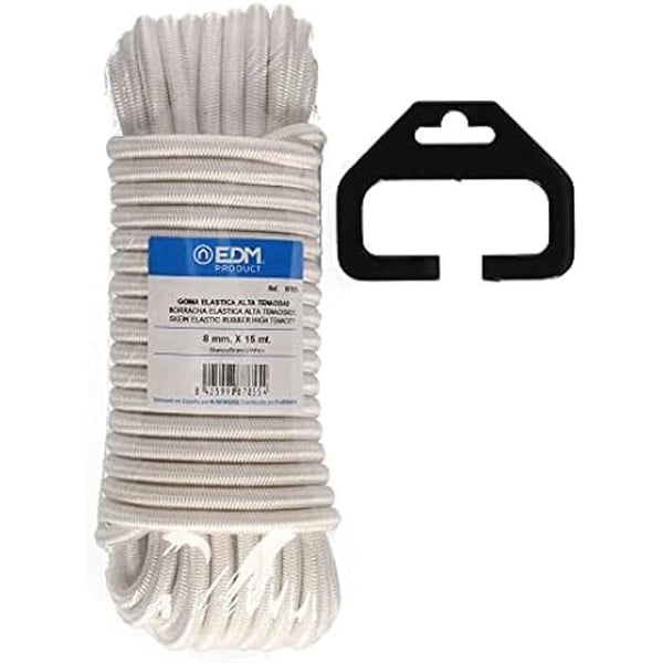 Trä 15 m - EDM - Högspänning elastiskt gummi - Kaliber 8 mm - Vit färg