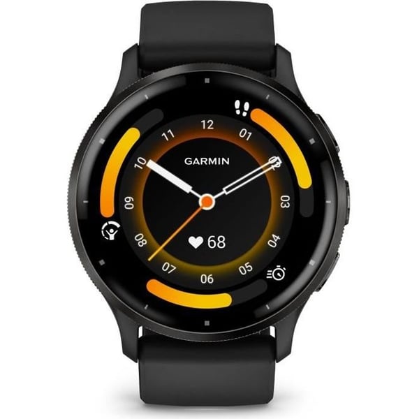 Ansluten GPS-klocka - GARMIN - Venu 3 - WiFi - 35,4 mm (1,4") - Grått stål, svart boett och svart silikonrem