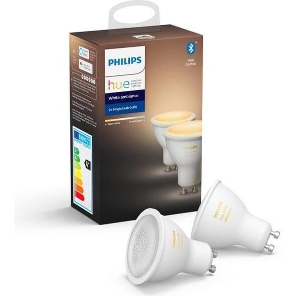 PHILIPS HUE Paket med 2 lampor White Ambiance - 5,5 W - GU10 - Bluetooth
