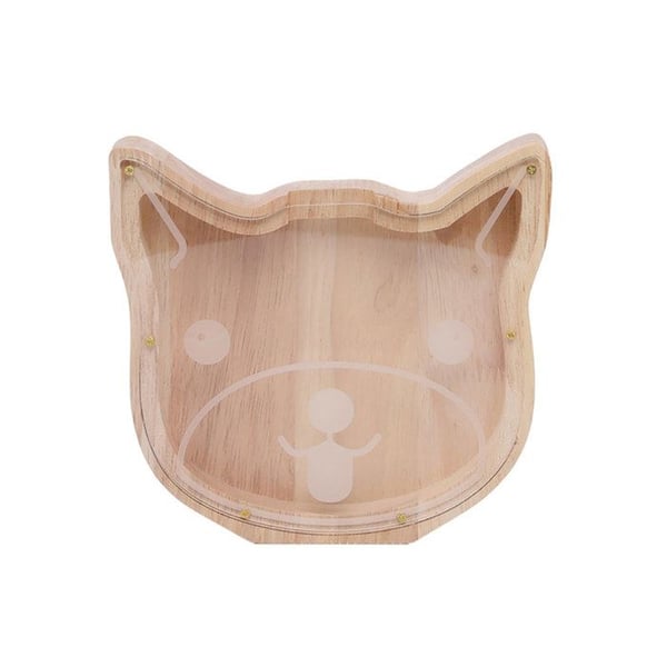 Trälåda Modell Kattansikte med Framsida i Beige Plexiglas