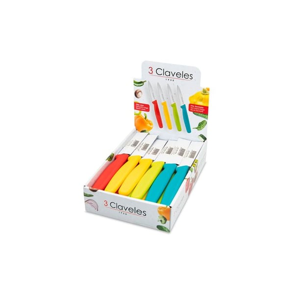 Grönsakskniv 8 Cm Assorterade Modeller Och Färger, Display 24 Stycken