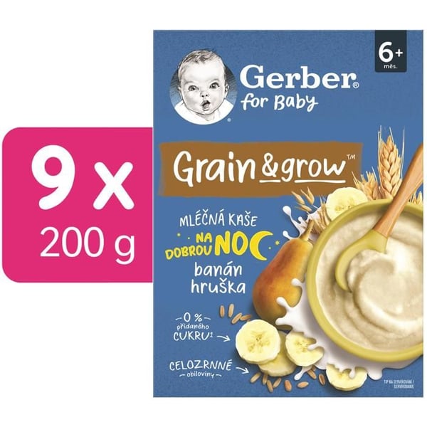 GERBER gröt med mjölk vete-havre banan och päron 9×200 g GERBER gröt med mjölk vete-havre banan och päron 9×200 g
