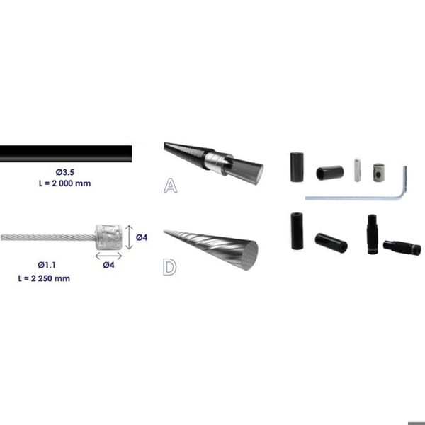 Underhållskit för teleskopisk sadelstolpe - ELVEDES - SuperFLEX - Svart/Silver - 2m - Ultra Flex
