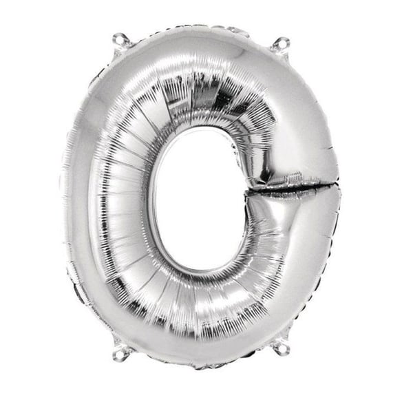 Ballong Bokstav O, 40cm, 1st., silver