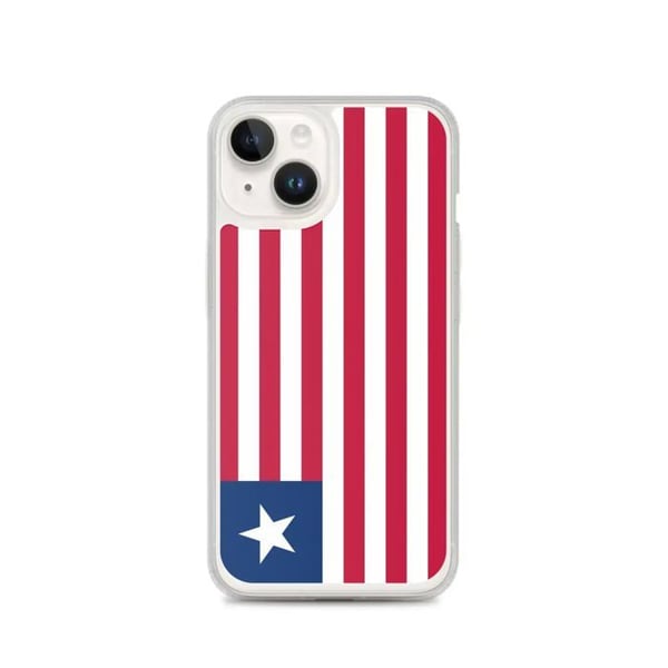 Telefonfodral – Liberia Flagga – Kompatibel med iPhone 14 – Mjukt Fodral – Stötsäkert och Slitstarkt - Silikon - Pixelforma