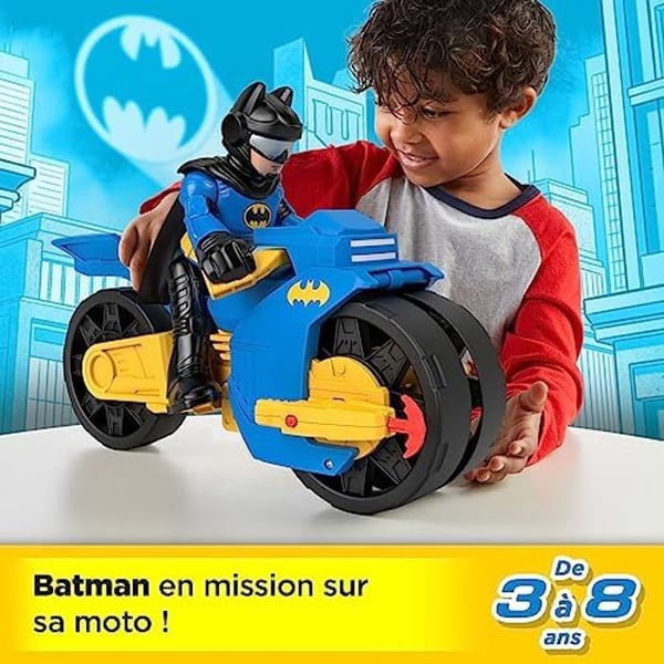 Batman XL-figur med Batcycle XL - Fisher-Price - Imaginext DC Super Friends - Projektilkastare - Ledad