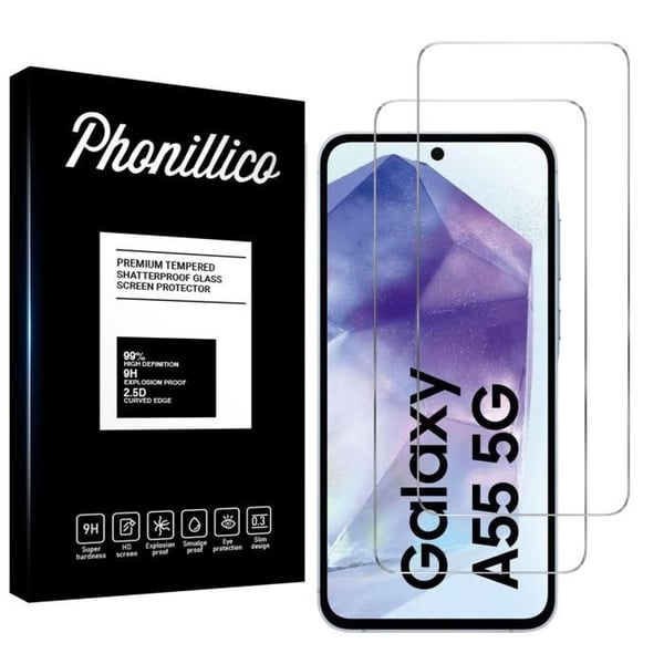 Härdat Glas för Samsung Galaxy A55 5G [Pack 2] Skärmskyddsfilm Phonillico®