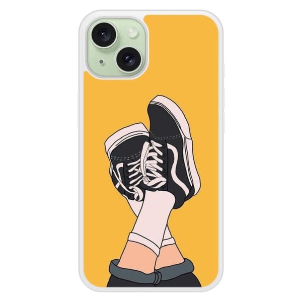 Förstärkt silikonfodral med tryck kompatibel med Apple iPhone 15 Sneakers