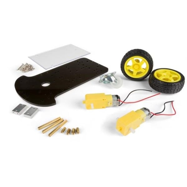 Whadda Kit robotik med motor och 2 hjul, likströmsmotor och 2 hjul, förborra fästhål.