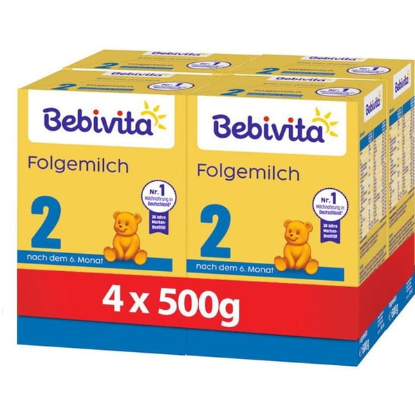 BEBIVITA 2 Fortsättningsmjölk för spädbarn 6m 4×500 g