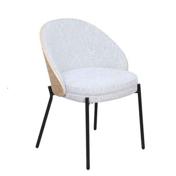 Matsalsstol Cocoon – Ljus Trä & Beige Tyg – Polstrad Sits med Omslutande Ryggstöd