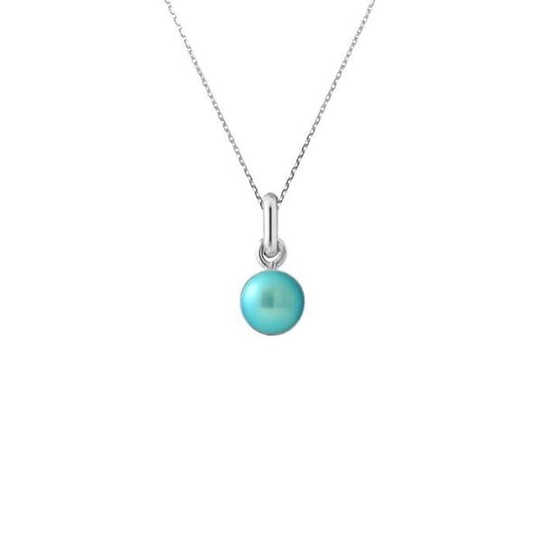 Halsband - Perlinea - AAA+ Freshwater Cultured Pearl - 6-7 mm - 925 Silver - Turkosblå