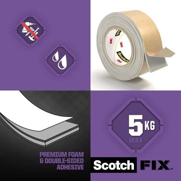 SCOTCH - Tape - Dobbeltklæbende - Specialspejl - 19 mm x 5 m - 5 kg