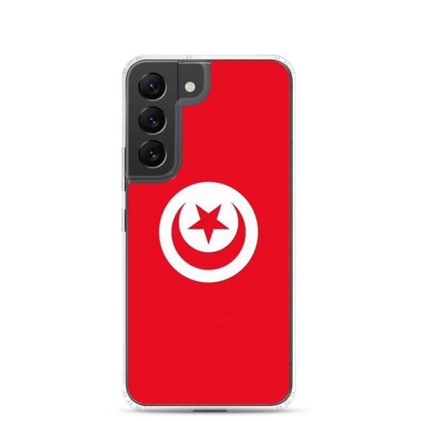 Telefonfodral – Tunisiens flagga – Kompatibel med Samsung Galaxy S22 Plus – Mjukt fodral – Stötsäkert och slitstarkt – Pixelforma