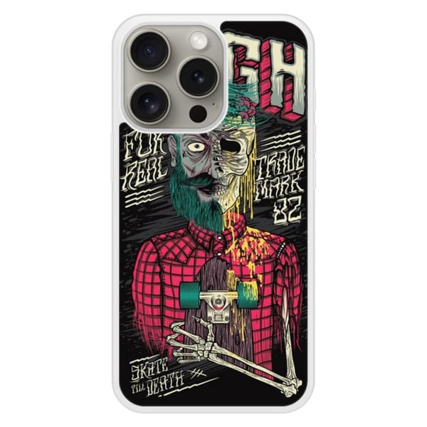 Coque i silikon förstärkt tryckt kompatibel med Apple iPhone 15 Pro Skull Urgh