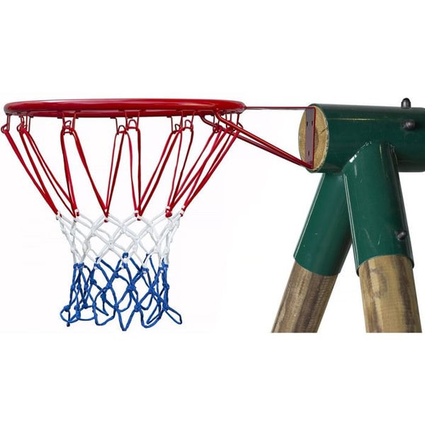 Fast basketkorg - Rött metall - Tricolor nät - 61x47x46 cm