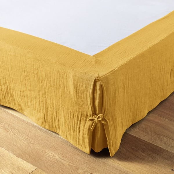 "Gaïa" sängkjol i alla storlekar "Cotton Gauze" - Gaïa Safran - 140 x 190 cm