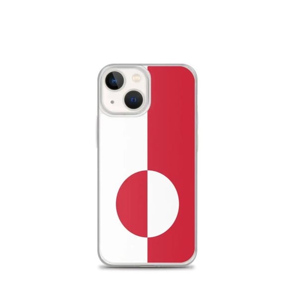 Mobilskal – Grönlands flagga – Kompatibel med iPhone 13 mini – Mjukt fodral – Slitstarkt och stöttåligt - Silikon - Pixelforma