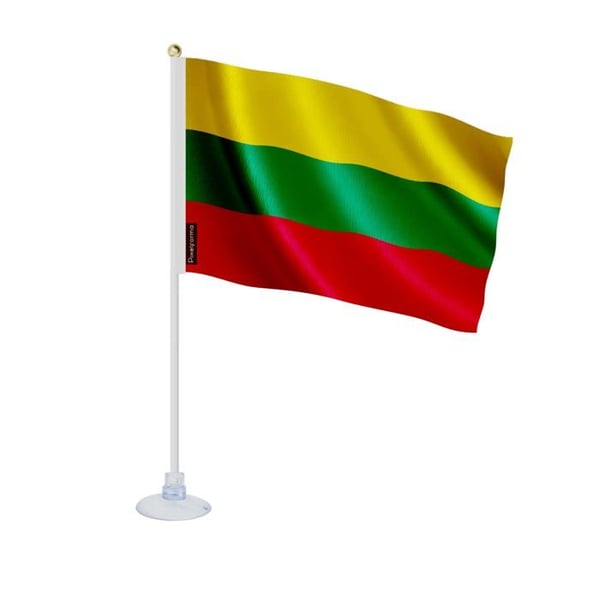 Mini Litauisk Flagga – Sugpropp – 14 x 21 cm – För Slät Yta – Polyester – 1 styck – Pixelforma
