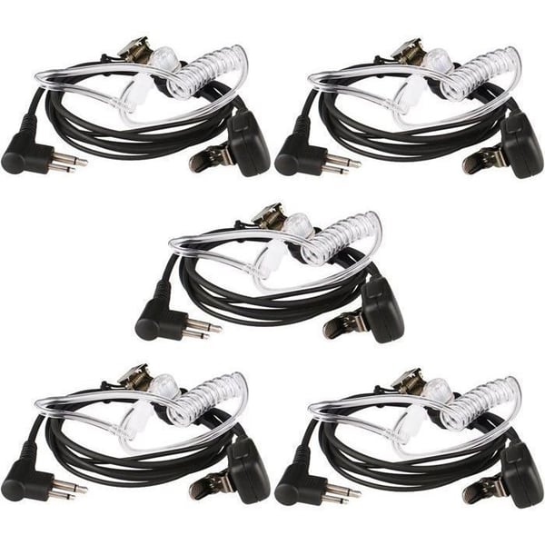 Retevis Walkie Talkie hörsnäcka 2-stifts akustiskt rör Headset hörsnäcka Kompatibel med Motorola CP040 HYT TC-500 TC-600(5 st)