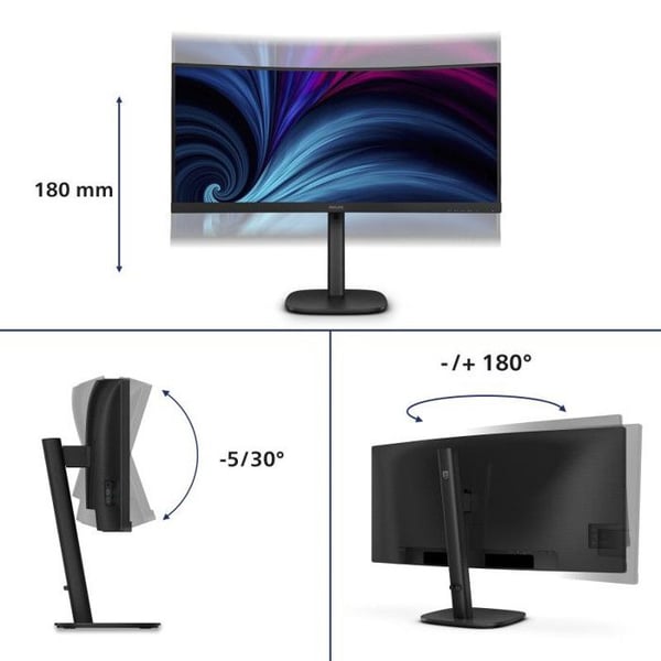 Kurvet skærm - PHILIPS - 34B2U3600C - WQHD 34 Tommer - 120 Hz - Indbyggede højttalere