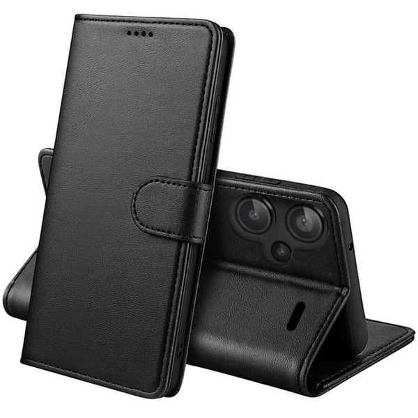 Fodral - Phonillico® - Xiaomi Redmi Note 13 PRO PLUS 5G - Svart plånbok - Lädereffekt - Videosupport