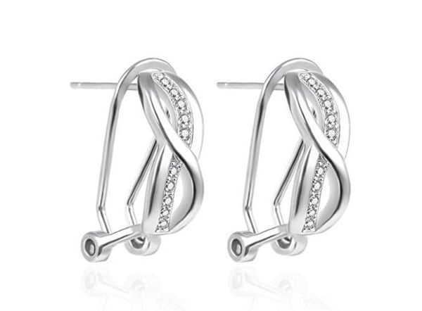Hängande örhängen - AGATO - AGT-E025KKW - Silver 925 - Kubisk zirkon - Klämstängning