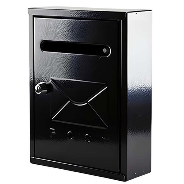 Vattentät och rostfri metallpostlåda 26×20×7.5cm svart
