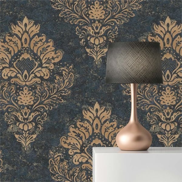 Barocktapet Gioele M1-No.634 Blå Guld Barock med ornamenter