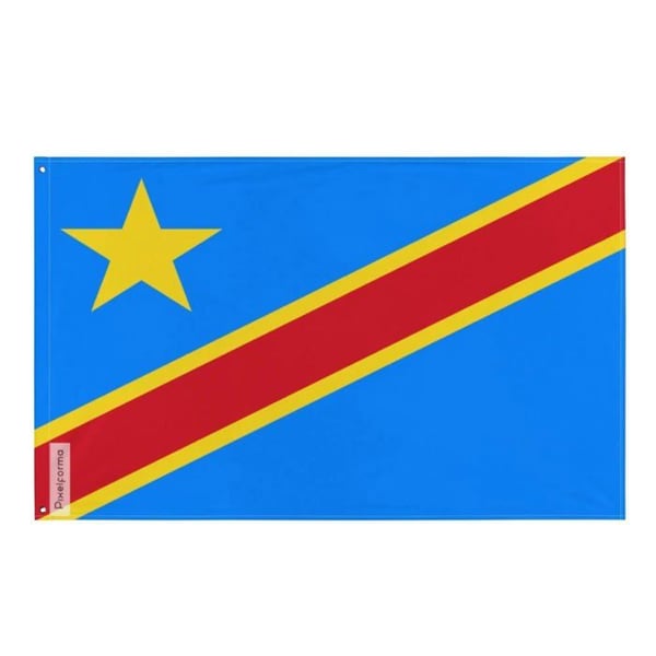 Flagga Demokratiska republiken Kongo – 120 x 180 cm – Polyester – Metallöglor – Hållbar