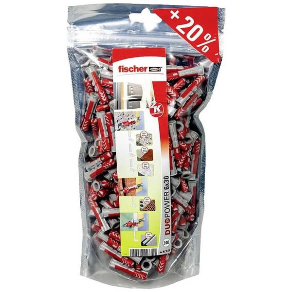 Fischer 536382 DUOPOWER 6 BigPack Plugg 30 mm 6 mm 240 st