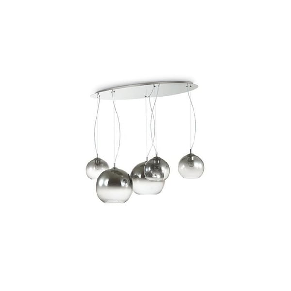 Upphängning - IDEAL LUX - DISCOVERY FADE - 5 ampuller E27 - Metall och Glas - Grå