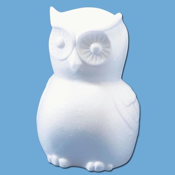 Dekorativ uggla - POLYSTYREN - 24 cm - Polystyrén - Vit färg