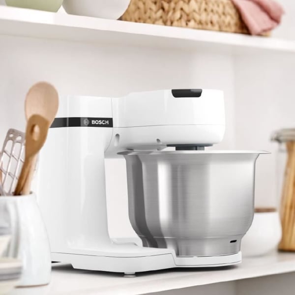 BOSCH Serie 2 MUMS2EW00 konditorrobot - 700 W - 7 hastigheder + turbo - 3,8 L røreskål i rustfrit stål - Sort og sølv