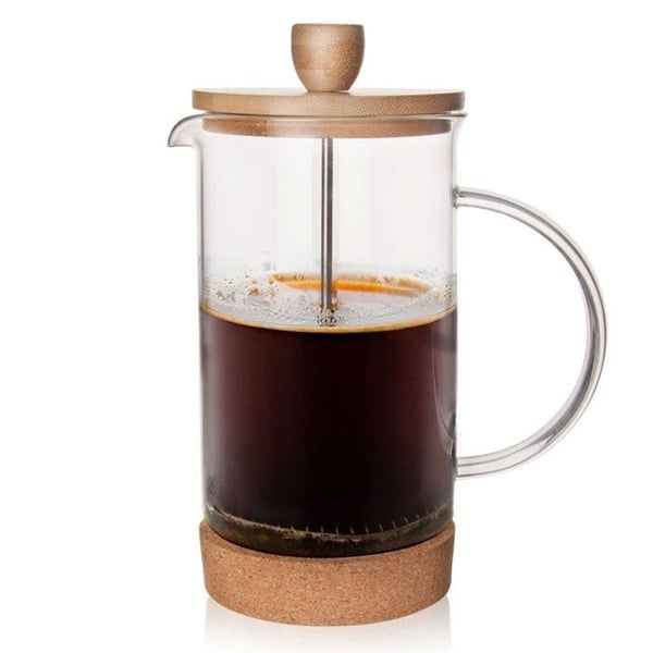 Glaspresskanna - ORION - 400 ml - Borosilikatglas - Bambulock - Piston i rostfritt stål