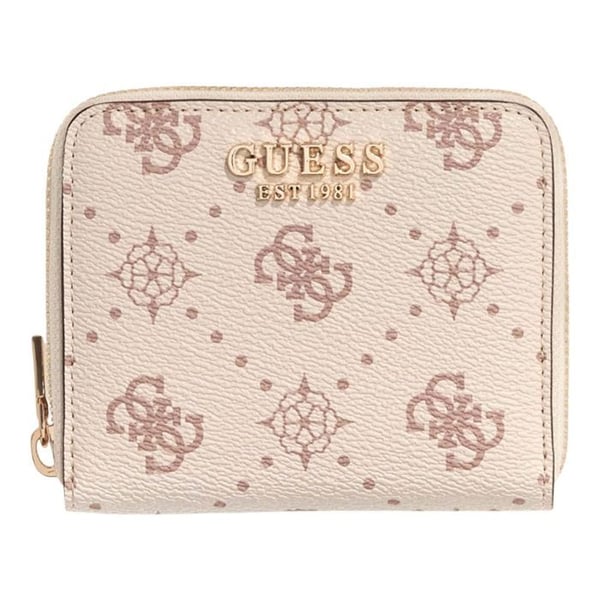 GUESS Plånbok krämbeige för kvinnor - Carrie Logo SLG Liten Dragkedja Runt S Vanilj Logo 332962