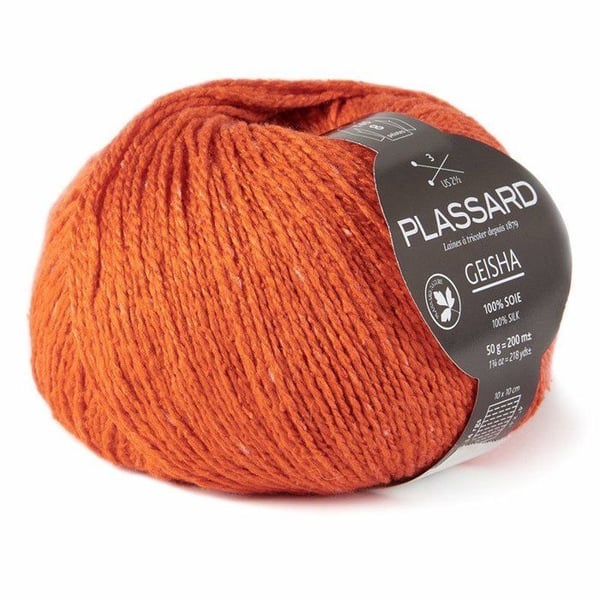Plassard - Sommartråd för stickning och virkning Geisha Orange Col. 51 100% siden