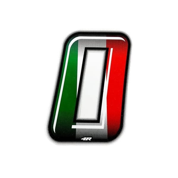 Klistermärke nummer 0 Motorcykelklisternummer, Italiens flagga, h 10 cm