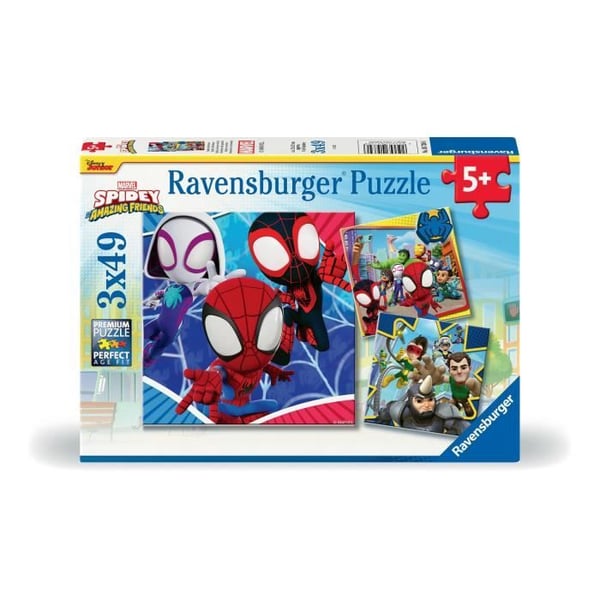 Pussel 3x49 bitar Spidey, spindelvävslansaren, Spindelmannen, Från 5 år, 00005730, Ravensburger