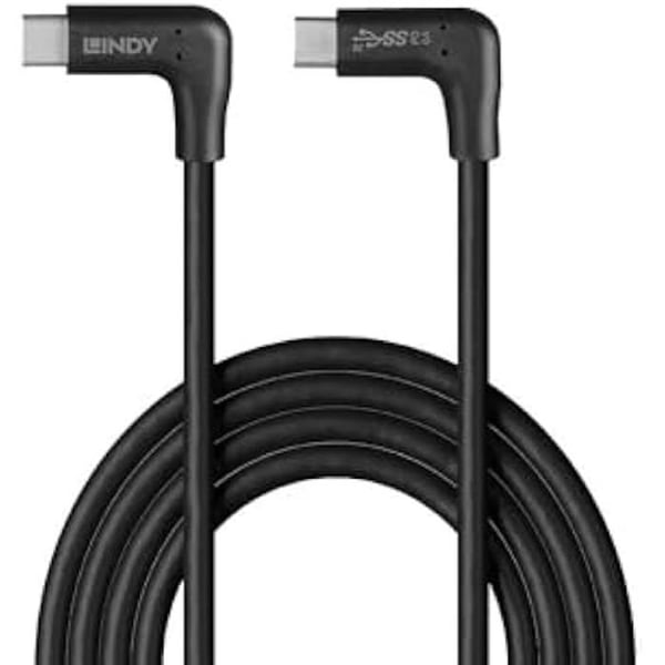 USB-kabel - LINDY - USB 3.2 - USB-C rät vinkel - 0,5 m - 10 Gbit/s