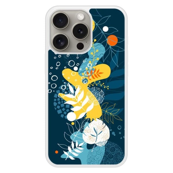 Skyddande silikonfodral med tryck, kompatibelt med Apple iPhone 15 Pro, havsblommor