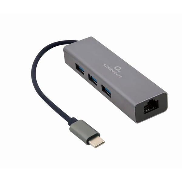 HUB & USB 3.2 koncentrator - GEMBIRD - A-CMU3-LAN-01 - USB 3.2 Gen 1 - Gigabit Ethernet - Metall