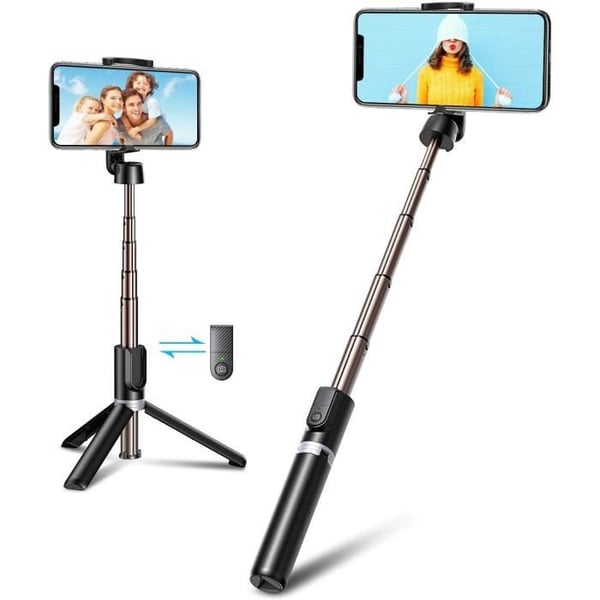 Bovon Perche Selfie Bluetooth, 3 i 1 Mini Stativ Smartphone Udstækbar Selfie Stang Monopod i Aluminium med Fjernbetjening Uden F