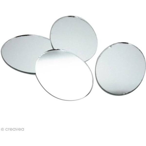 Oval spegel - DTM - 50 x 37 mm - Set om 4 - Grå - Glas - Inredning