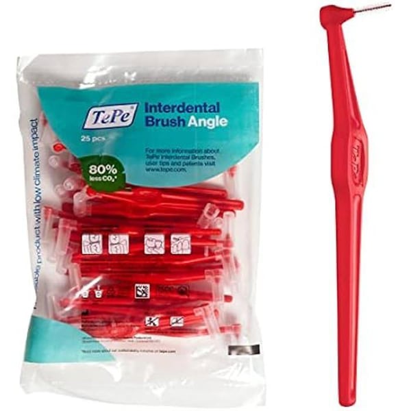 Interdentalborstar - TEPE - Röd vinkel - 0,5 mm - 25 stycken - Ergonomiskt handtag