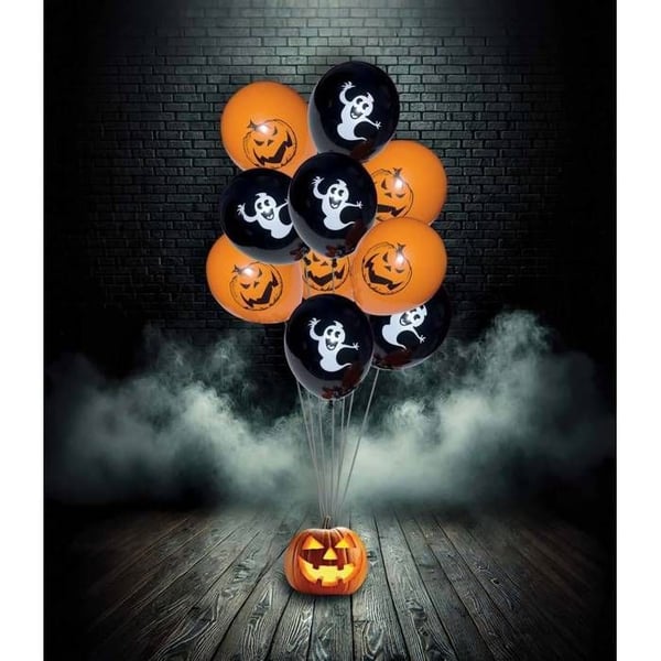 Ballonger Halloween - LILLA CLOWN - 10330 - Uppblåsbara med Luft eller Helium - Ø 23 cm - Orange och Svart