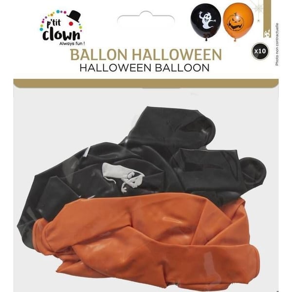 Ballonger Halloween - LILLA CLOWN - 10330 - Uppblåsbara med Luft eller Helium - Ø 23 cm - Orange och Svart