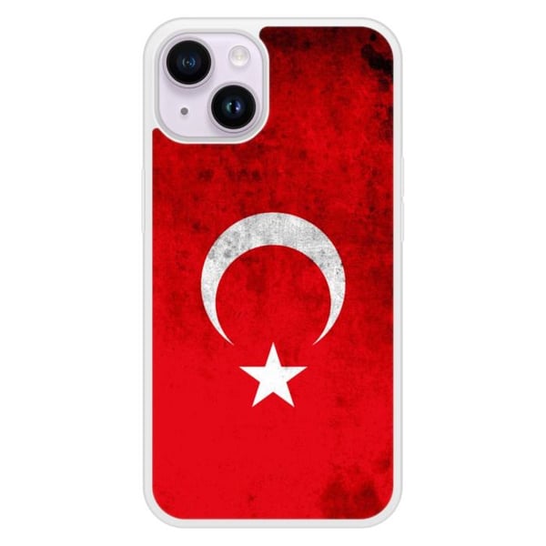 Förstärkt silikonhuvudstöd med tryck kompatibel med Apple iPhone 14 Turkiets flagga