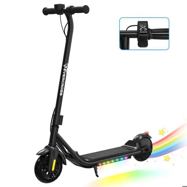 EVERCROSS TECH Elektrisk Sparkcykel för Barn - Batteri 21.6V 5.2Ah - 3 hastigheter - Idealisk present för barn - E6 Svart
